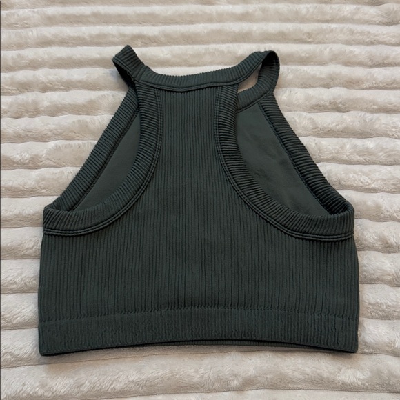 aerie Olive Ribbed Halter Crop Tank - Picture 3 of 3